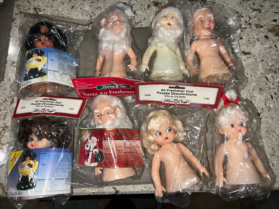 8 Vintage Fibre-Craft Mr & Mrs Santa Air Freshener Dolls + Girl Of Color T56