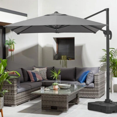 LIFELOOK Cantilever Umbrella 360°Rotation Outdoor Parasol SunShade Garden Deck Pool Patio