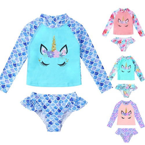 Girls Mermaid Scales Park Pool Bikini Tops With Bottoms Tankini Holiday 2PCS - Picture 3 of 43