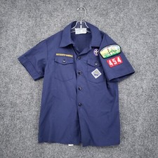 Boy Scouts Of America Shirt Boys M Medium Youth Blue USA Button Up Patched Logo