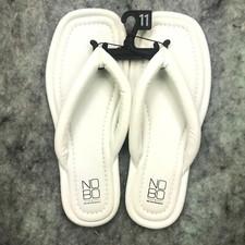 No Boundaries Womens Flip Flops Size 11 White Thong Fluffy Memory Foam