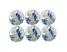 Cabinet and Drawer Knobs, Set of 6 Stain Glass Peacock Wood Cabinet Knobs