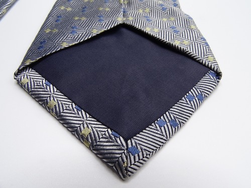 Mens JOS A BANK Corporate Hand Sewn Geo. SILVER STRIPE Diamonds Silk Tie X Long - Picture 9 of 11