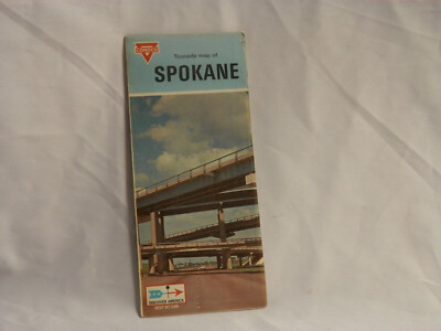 Vintage Conoco Road Map: Touraide map of Spokane 1970
