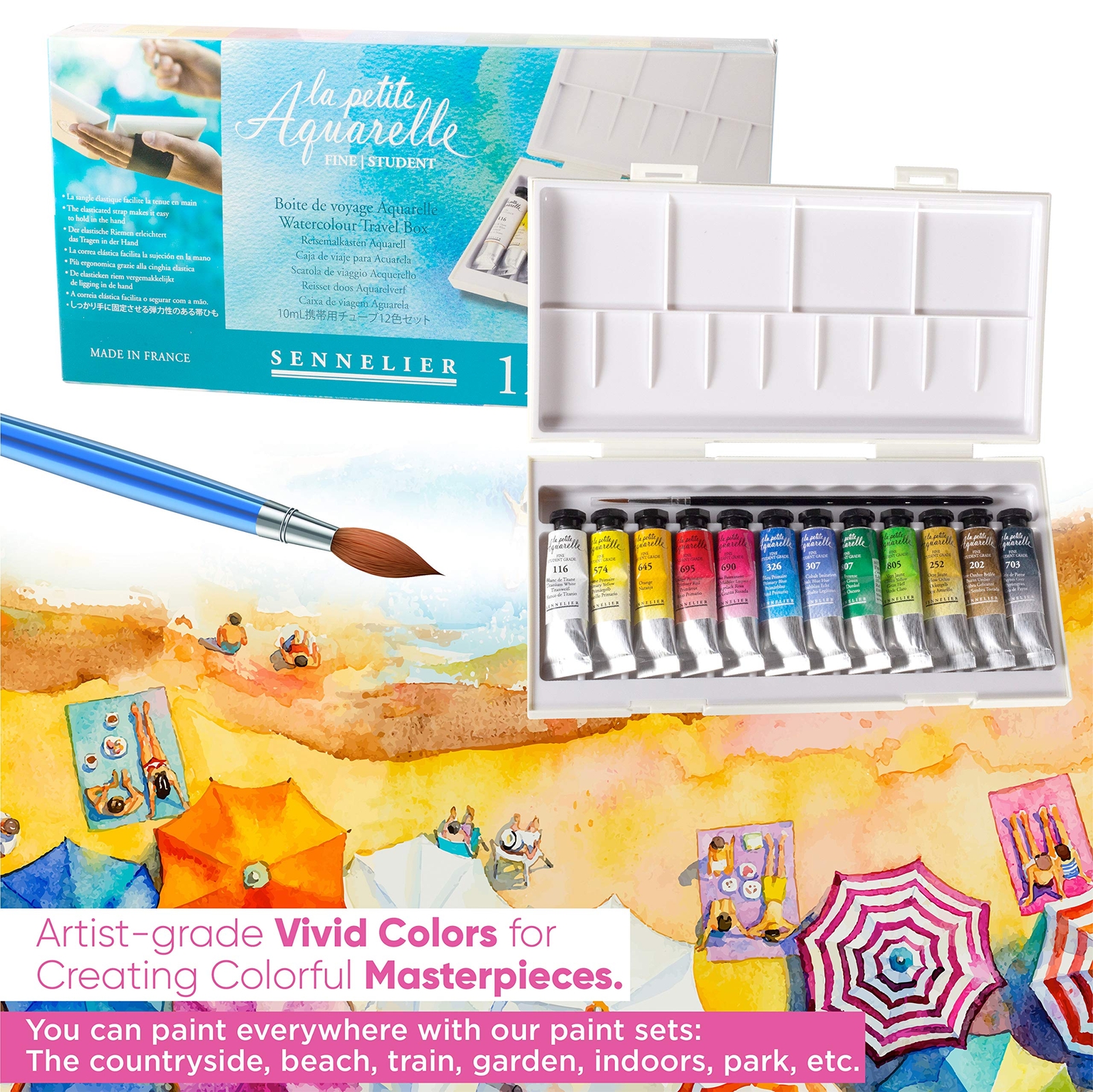 Sennelier Aquarelle Watercolor Set 0.33 Fl Oz Pack of 12 Multicolor