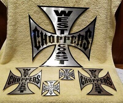 2 Authentic West Coast Choppers Iron Cross Die Cut Stickers Decals 6x6