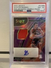 2021-22 Select Scottie Barnes Purple Prizm Rookie Jersey Auto RC /99 PSA 8