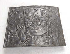 Vintage Schlitz Beer Gray Metal 3" Belt Buckle, Ornamental Woman Art Design