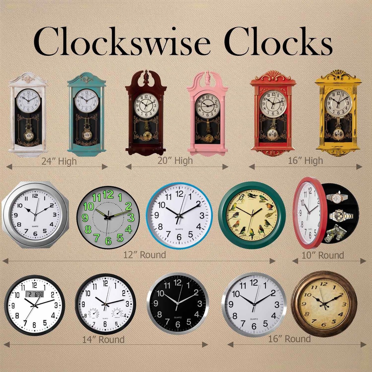 12in Singing Bird Wall Clock Nature Sounds Chime Non Ticking