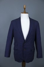 SuitSupply Navy Wool Plaid 2 Button Notched Lapel Pockets Blazer Jacket Size 50