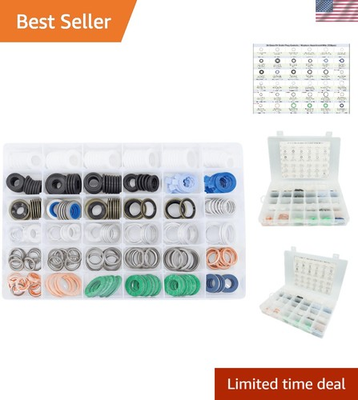 #ad 330PCS 36 Popular Sizes Mater Oil Drain Plug Gaskets Washer Assortment Kits ... $102.99