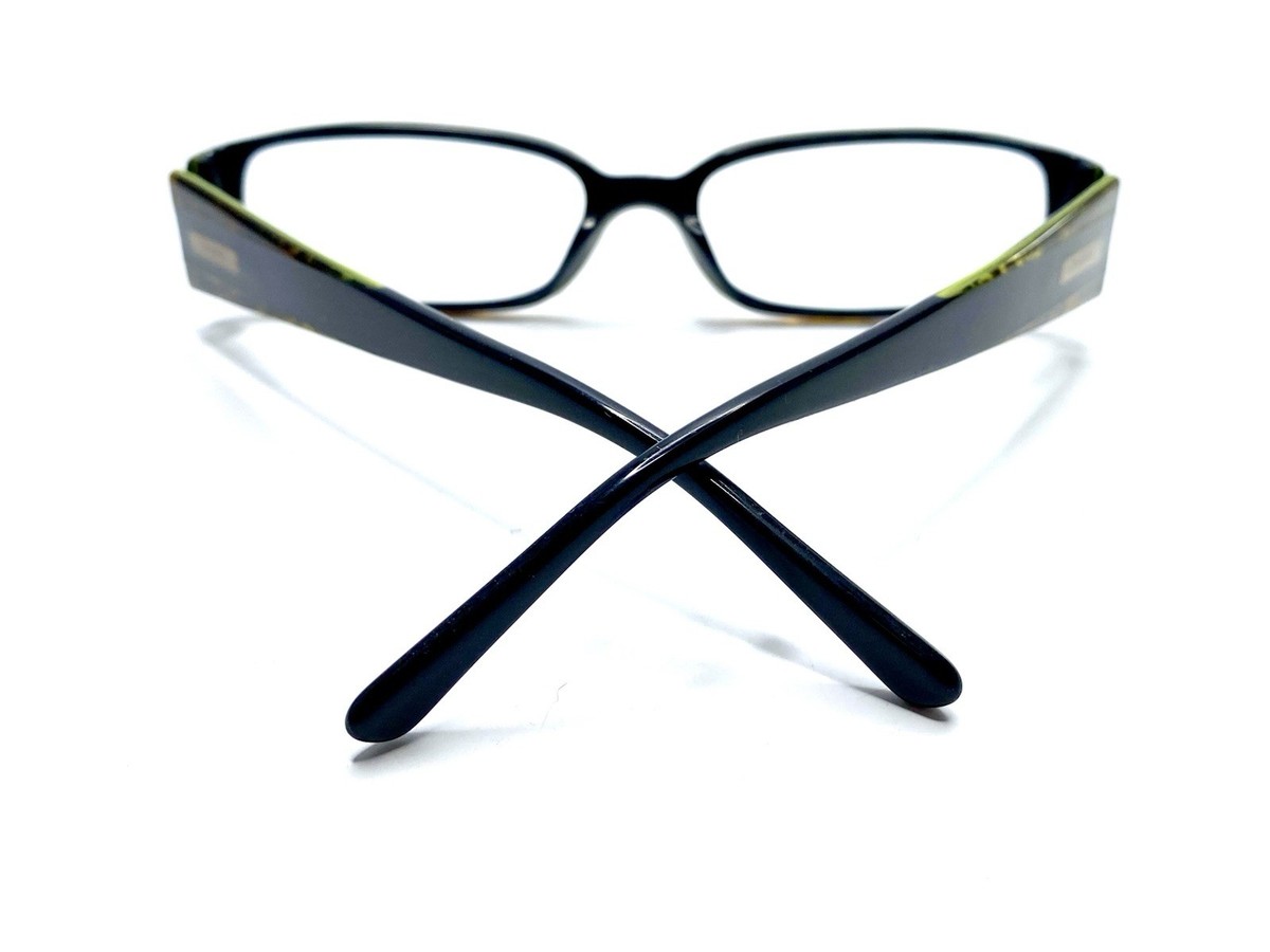 CHANEL Black Brown Floral Rectangular Glasses Wide Temples  display picture 3
