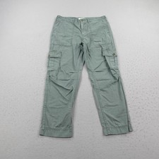 Anthropologie Pants Womens 30 Green Cargo Utility Ripstop Straight Cropped Boho