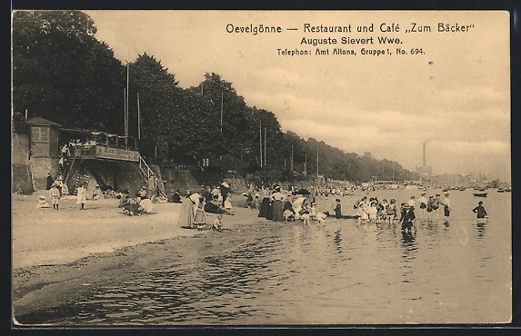 AK Hamburg-Oevelgönne, Restaurant Zum Bäcker von Auguste Sievert Wwe. 1918