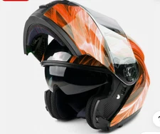 Modular Snowmobile Helmet Electric OR Dual Shield Orange Adult DOT SNOW