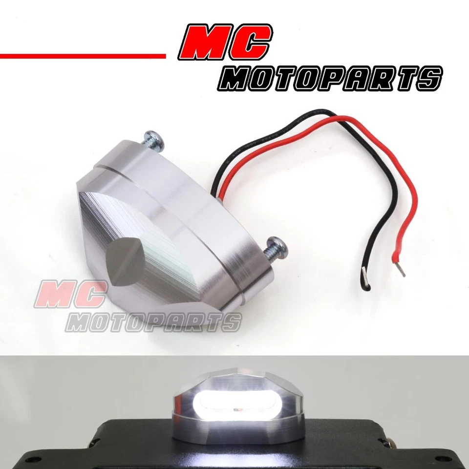 Luz de placa LED mecanizada CNC para motocicleta - alta visibilidad T410 plateada Foto 3 de 3