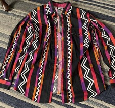 Vintage 80s Roper Brushpopper Western Shirt Aztec Button Up USA Mens Size L