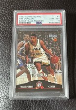 Tim Duncan PSA 8 1997 Score Board Rookies - #1 Rookie Card San Antonio Spurs. rookie card picture