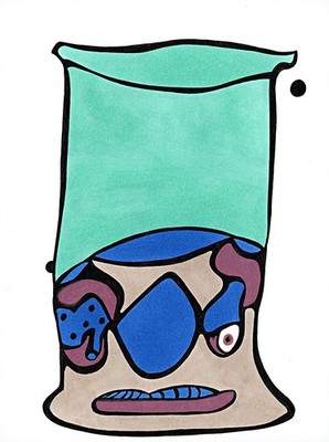 Stephen Neil Gill Original Pop Surreal Shamanic Standing Liquid Cylinder Face