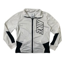 Nike Jacket Boys L Large 6-7 Black White Full Zip Track Colorblock Big Logo
