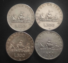 MONETE ARGENTO 500 LIRE "CARAVELLE" REPUBBLICA ITALIANA CIRCOLATE 1958-1966 x4