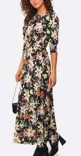 RIXO Lucile Floral Midi Maxi Dress Black Size Medium