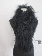 100 Real Mongolian Lamb Fur Scarf with Clip / Collar/ Black Wrap /women Cape
