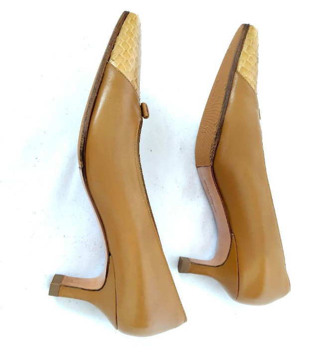 Ferragamo Ribbon Python Combination Pumps Size: 5… - image 11