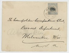 P129/20/RC NORTH BORNEO 1909 COVER TO USA 10 CENT GREYISH BLUE WILD BOAR