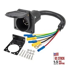 7 Way RV Trailer Light Connector Socket 7 Pin Wire Electrical Trailer Adapter