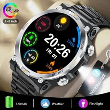 🔥Military Smart Watch for Men(Call Receive/Dial)Rugged Tactical Fitness Tracker