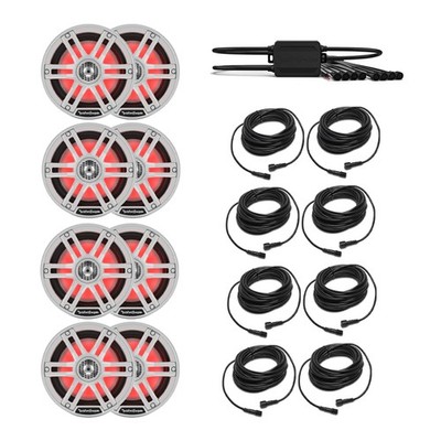 Rockford Fosgate 4 Pairs M2-65 Marine Speakers + PMX-RGB Controller + 8 Cable