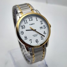 Timex Indiglo Easy Reader TW2P81400 WR 30M Date Silver/Gold MEN'S Analog Watch