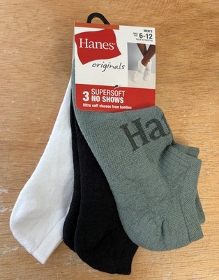 Hanes Men's 3-PACK Supersoft No Shows Socks Viscose from Bamboo Size 6-12 (EH1)