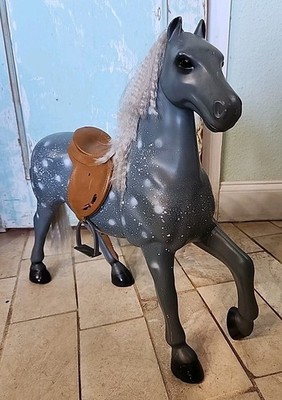 Battat Belgium Draft Horse 20.5  Gray with White Spots White Mane & Tail