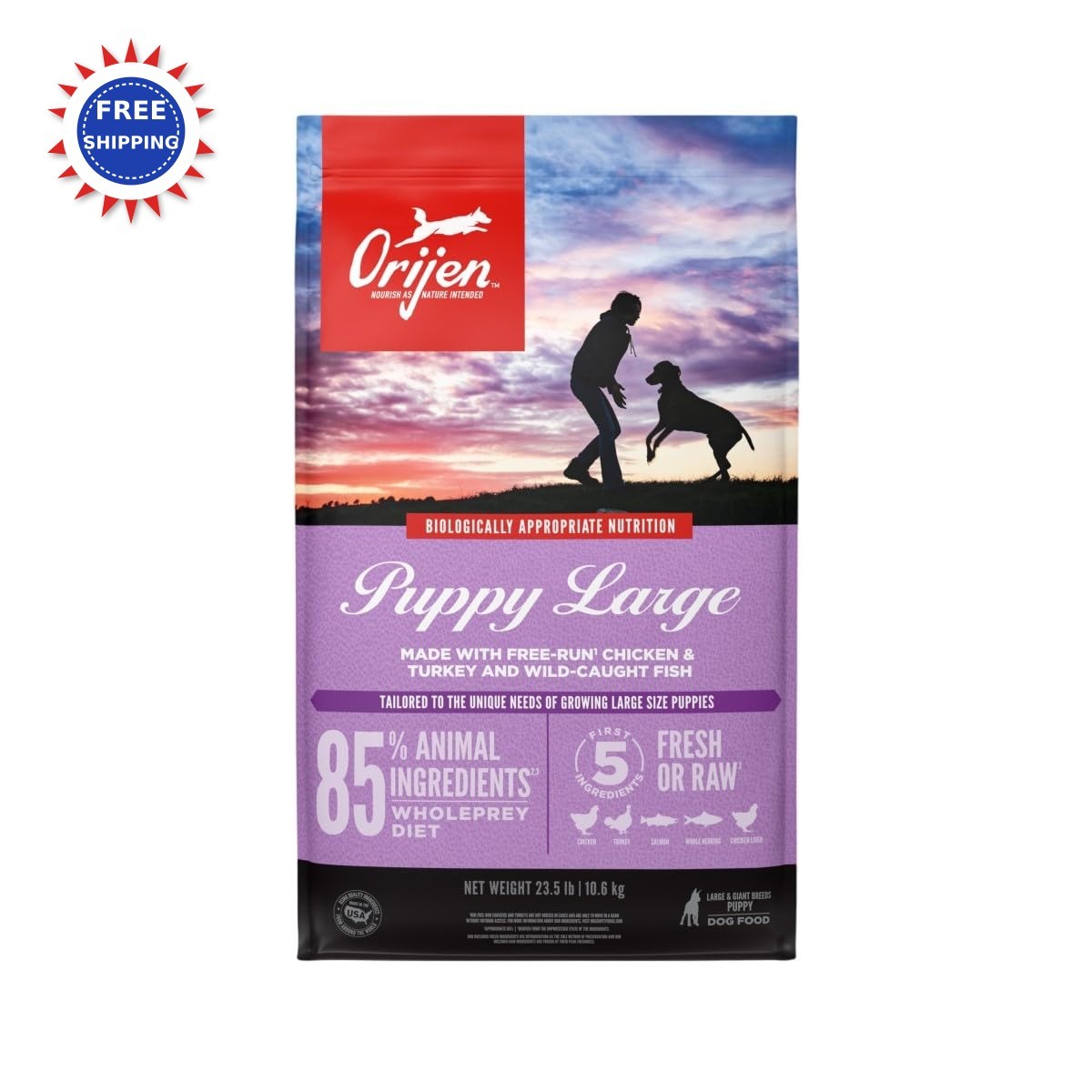 Puppy Large Recipe 23.5lb Bag Orijen Grain Free High Protein
