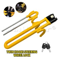High Security Heavy Duty Car Steering Wheel Lock Anti Theft Hook Yellow For Vans