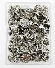 Lapel Pin Backs Metal Clutch Safety Fasteners 50 Pcs Silver