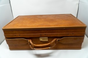 Vintage Hartmann Belting Leather Suitcase Carry On Luggage Tan USA 21"X12"X7.5"
