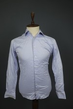 Eton Blue Cotton Slim Fit Long Sleeve Collared Button-Up Dress Shirt Size 38/15