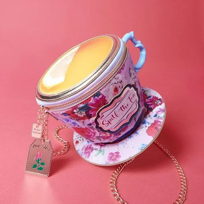 Betsey Johnson Kitsch Spill The Tea Crossbody Bag Tea Cup & Saucer