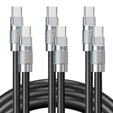 Statik TsumoCharge USB C to C 100W Fast Charging Cable - 3 Pack, Black