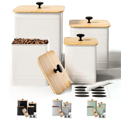 Kitchen Canisters for Countertop Set of 4 with Customizable Chalkboard Labels...