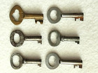 LOT X 6 Antique ~ Vintage Small Hollow Barrel Skeleton Keys — photo 2