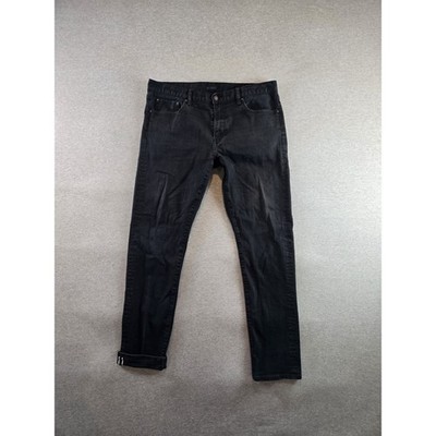 Uniqlo Selvedge Jeans Mens 36x34 Black Slim Straight Leg Modern