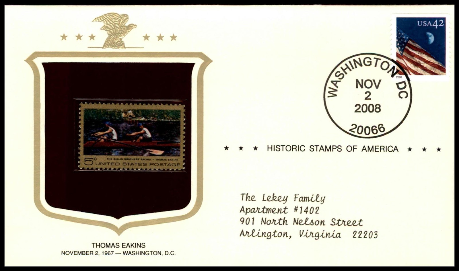 Postal Commemorative Society Cover Thomas Eakins 5¢ Multi-Color 1967 USA