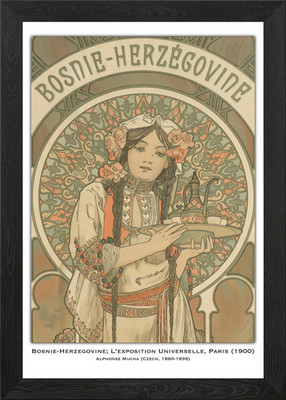 Bosnia-Herzegovina Art Nouveau Post Framed Wall Art Poster Canvas Print Picture