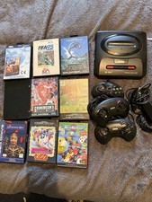 SEGA Mega Drive II 16-Bit PAL Console Bundle Controllers Cables + 9 Games