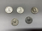 5x Silver Washington Quarters - 90% Silver - 1950s-1960s - Circulated