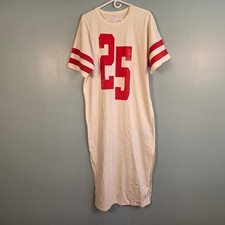 Anthropologie Daily Practice Red 25 Jersey Maxi T-Shirt Dress Ivory Womens L NEW